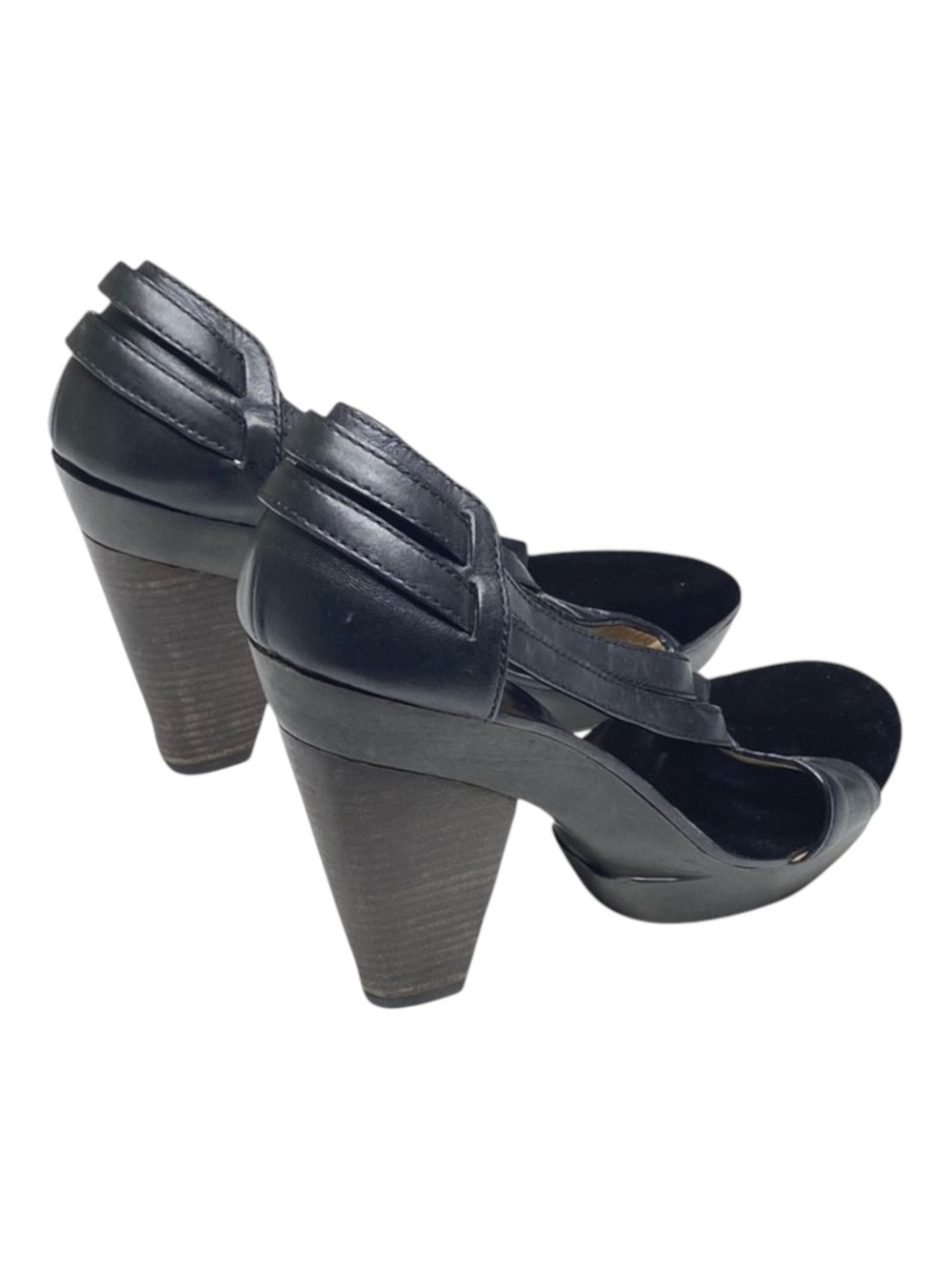 new Givenchy ༄ Cross Strap Wood Platform Sandals ༄ Black Leather ༄ 38.5 EU 8M ༄ - Picture 4 of 16